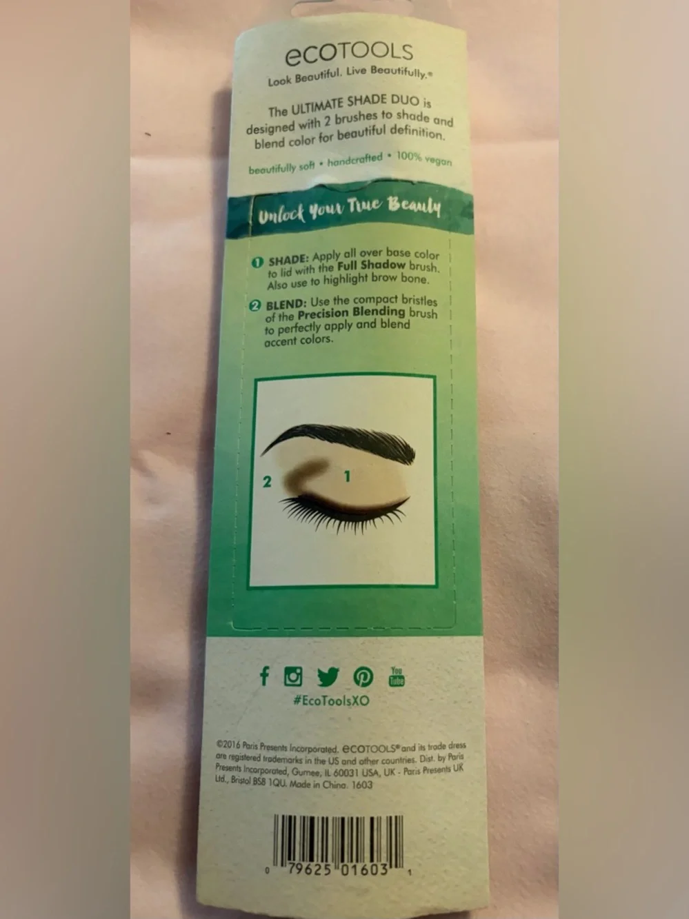 ecotools NWT Bamboo Handle Eye Brush Duo with Silver Ferrules